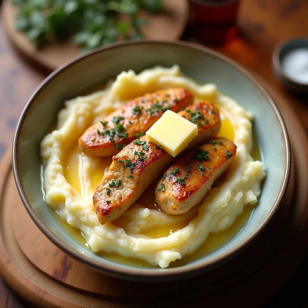 Pollo cremoso con puré de patatas