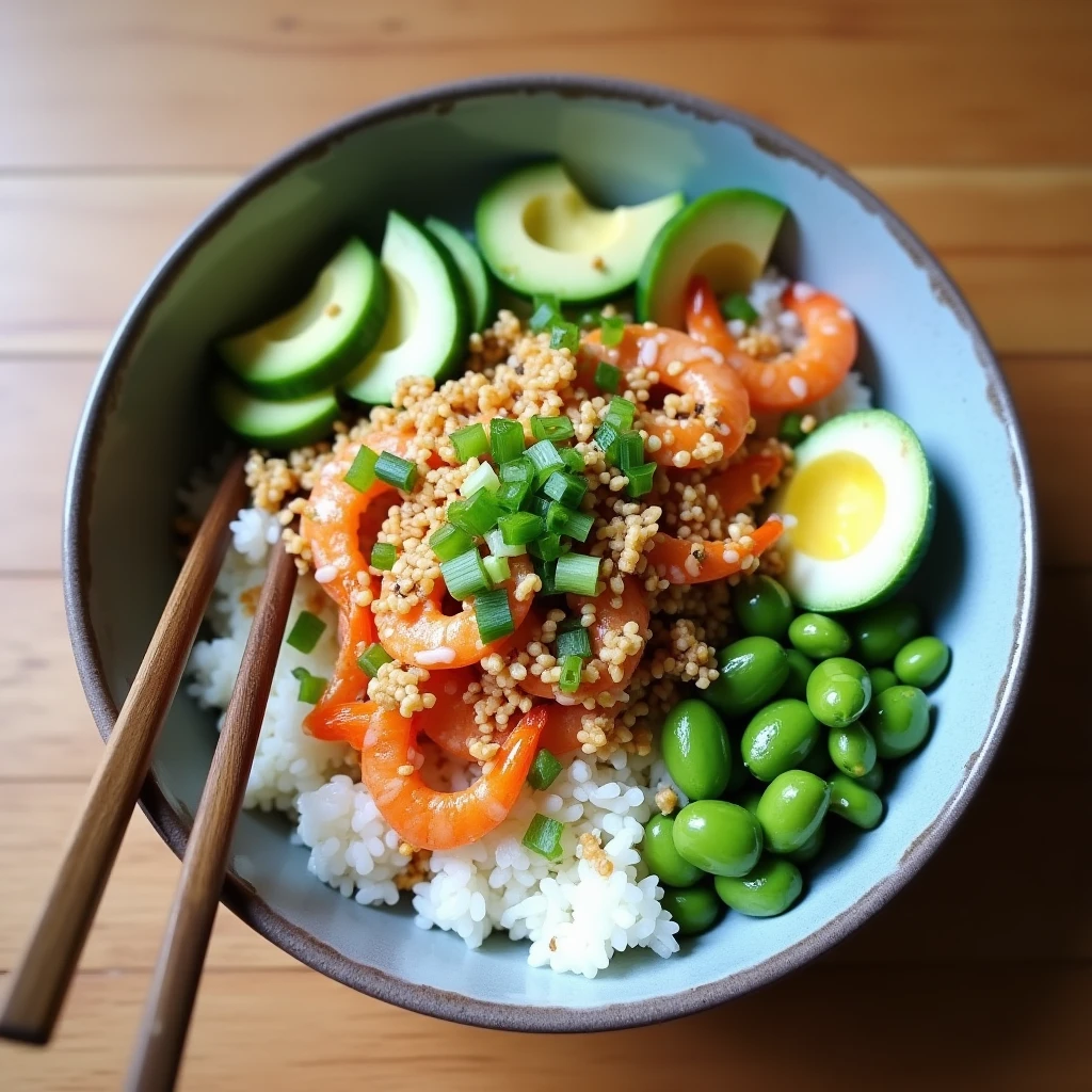 Crispy Rice Salat mit cremigem Erdnuss-Dressing