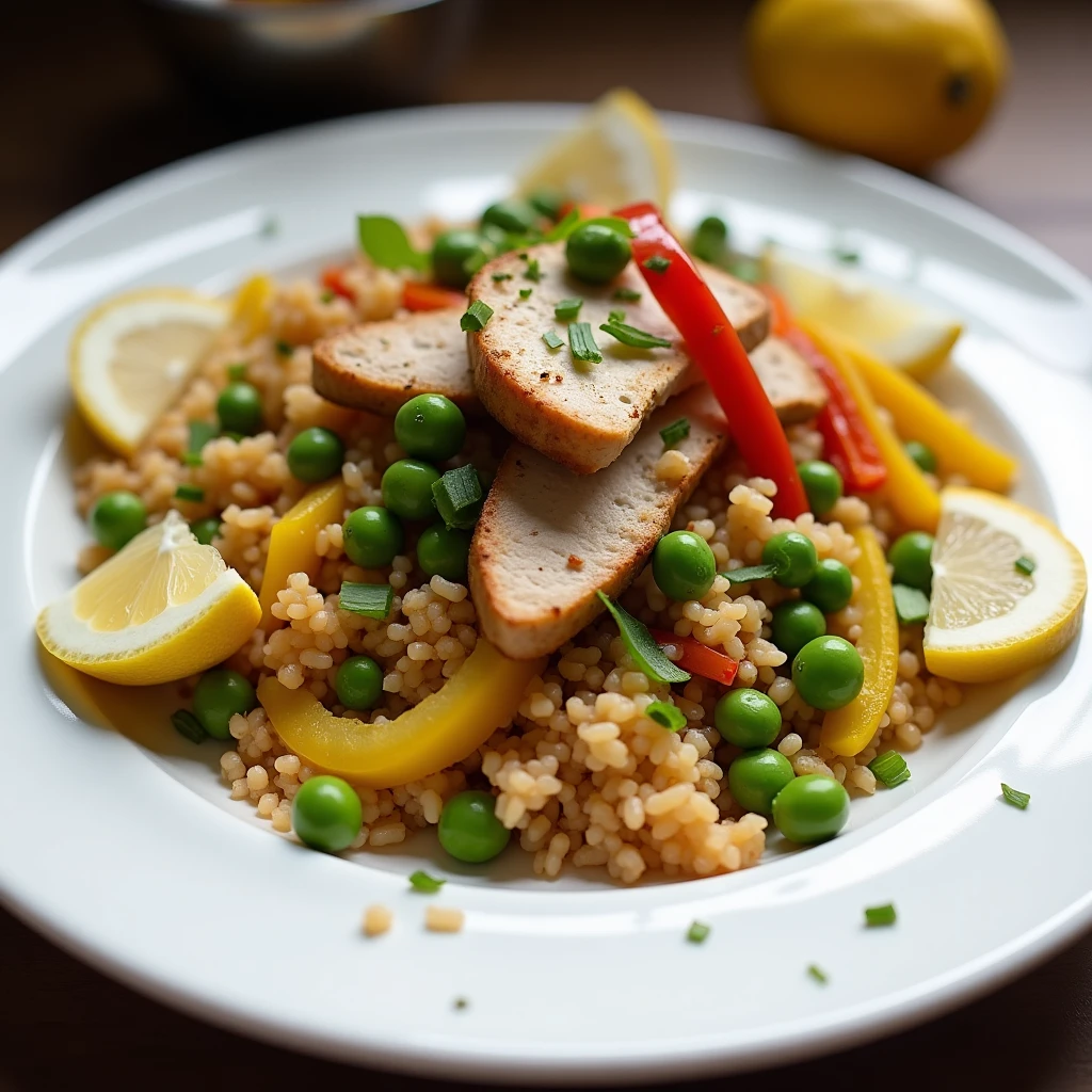 Hähnchen-Paella mit Erbsen