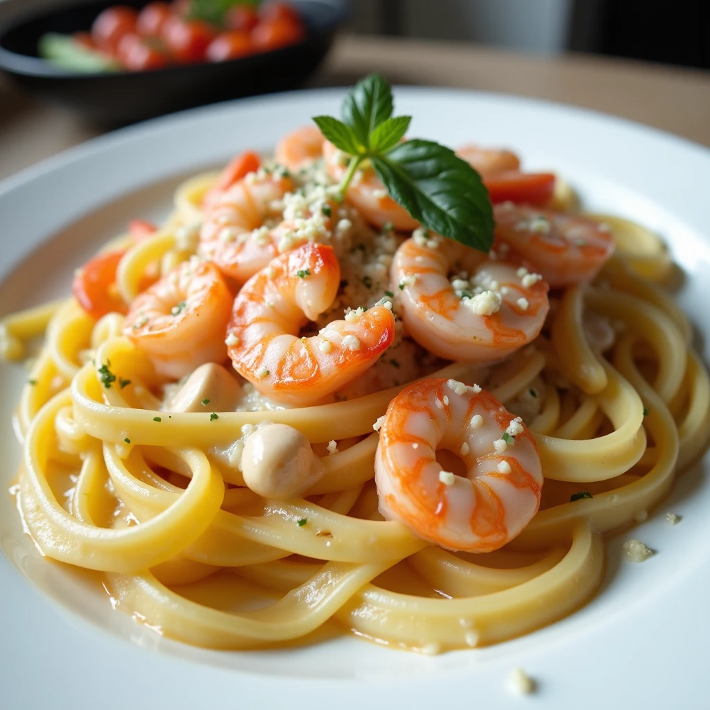 Cremige Garnelen Tagliatelle