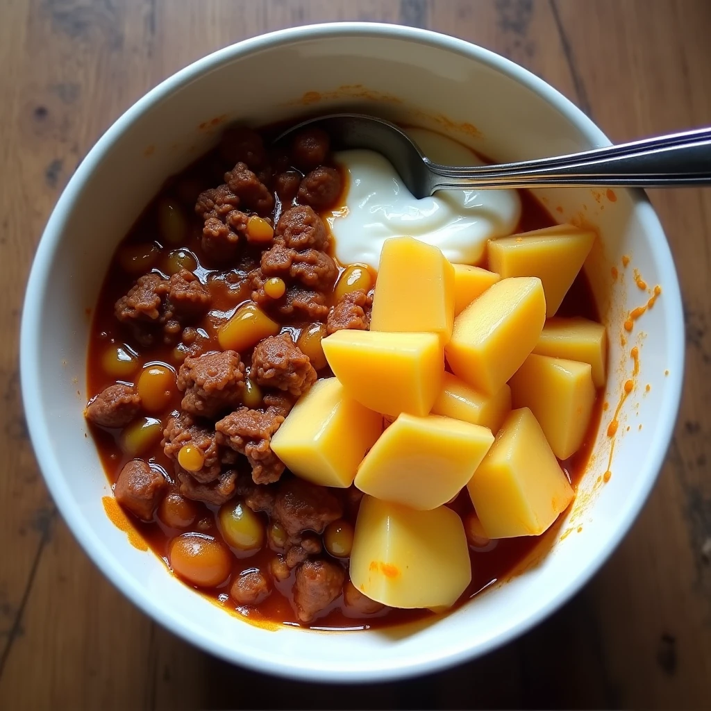 Chili-Cheese Bowl mit Rinderhack und Kartoffeln